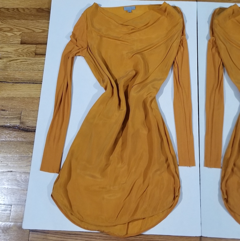 COS Mustard Cupro New Dress Long Sleeve Si…